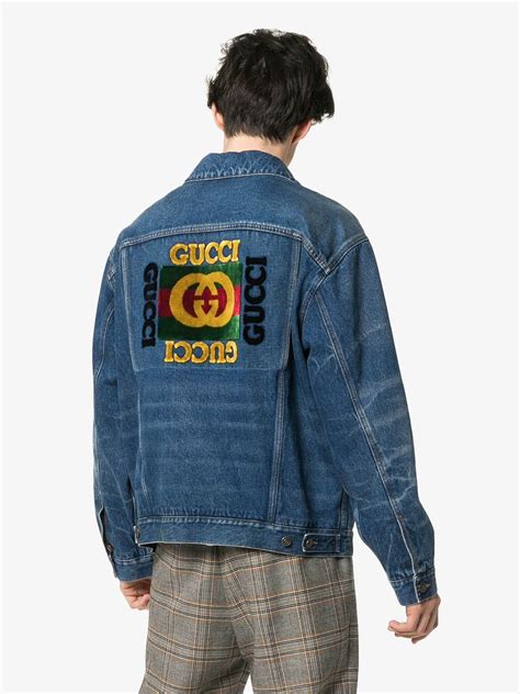 gucci jean jacket mens|gucci fur denim jacket.